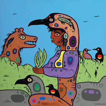 Crane Medecine Woman - David Morrisseau