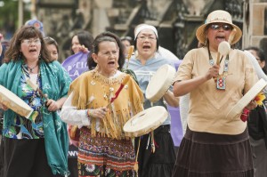 Every Woman Drum leads the Ottawa march in support of the UN Declaration on the Rights of Indigenous Peoples, June 2011. 