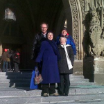 Steve Watson, Ruth Gill, Morlan Rees and Dorothy Hirlehey on Parliament Hill on Nov. 28 when the End the Disparity petition was read into the record. Photo by Gretta Vosper