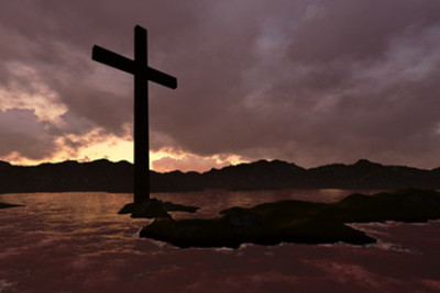 Cross in water made in 3d software