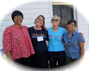 Andrea on the left along with Deirdre Kelly, Gerhild Neugebauer (Fort St John D&P/KAIROS rep), and Katrina Laquain (BC-Yukon D&PRegional Rep staff)