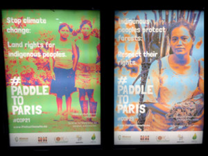 Posters supporting Indigenous rights seen in the subway of Paris.