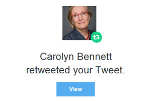 Carolyn Bennett retweeted your tweet
