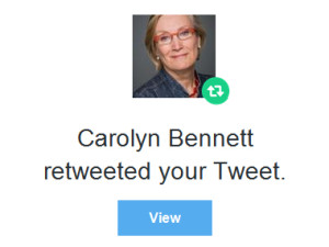 Carolyn Bennett retweeted your tweet