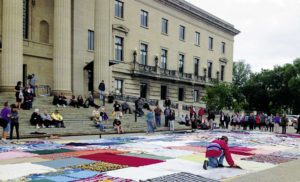 About 200 people took part in the Blanket Exercise at the Manitoba Legislative Building in early June.