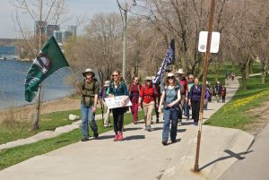 Photo by Murray Lumley: The Pilgrimage for Indigenous Rights walking through Toronto on April 27, 2017.
