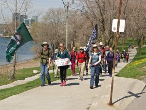 Photo by Murray Lumley: The Pilgrimage for Indigenous Rights walking through Toronto on April 27, 2017.