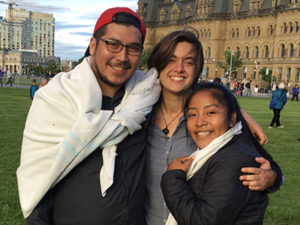 Emilio Hannah and Lilian on Parliament Hill, Kitchi Blanket Exercise, June 2017