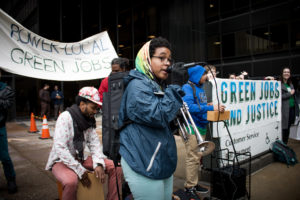 Performers with Hardwork Movement at a youth-led action. Photo by Rachael Warriner