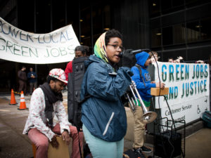 Performers with Hardwork Movement at a youth-led action. Photo by Rachael Warriner