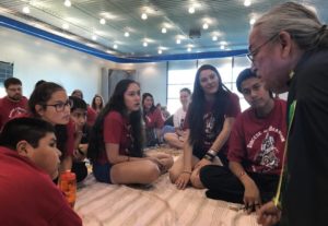 Indigenous elders in the community were asked to help facilitate the blanket exercise by sharing their personal experiences and stories. (Christina Jung / CBC)