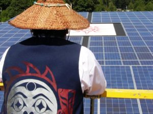 Chief viewing the solar installation. Photo by Shannon Halliday.