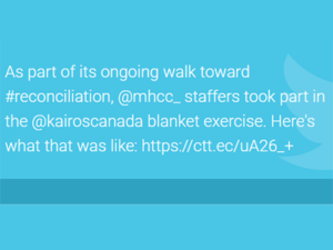 @mhcc staffers takepart in the @kairoscanada blanket exercise.