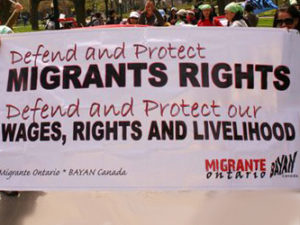 Defend and protect migrant rights banner