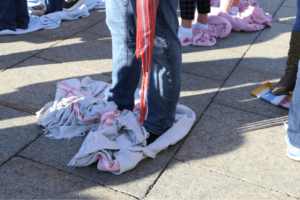 KAIROS Blanket Exercise, feet on a crumbled blanket