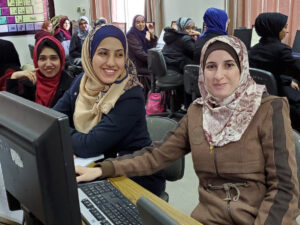 young women attending a vocational training program run by the Near East Council of Churches in Gaza