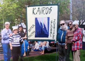 KAIROS group in Vancouver, in 2002, carrying a newly created KAIROS banner.