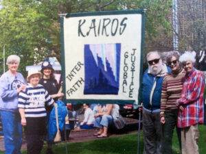 KAIROS group in Vancouver, in 2002, carrying a newly created KAIROS banner.