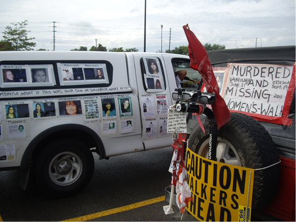 The Walk4Justice Van splattered with photos of MMIWG