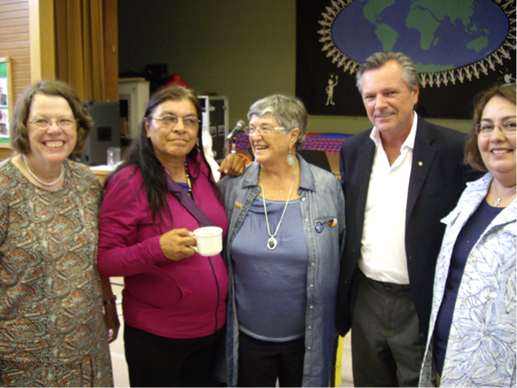Jane Sagar, Gladys Radek, Linda Parsons, Frank Klees MLA, Judge Boyko at Trinity United Church, Newmarket, Walk4Justice Day, 2011 