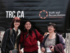 Left to right: Rachel Warden, Anny Matriz from Guatemala and Vernie Diano from the Philippines at TRC final gathering, 2014.