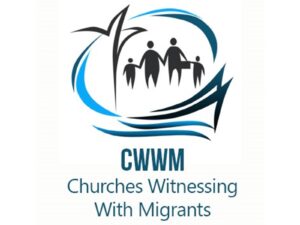 CWWM logo - four figures hand in hand. Text: CWWM Churches Witnessing With Migrants