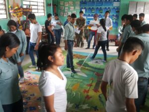 People participating in the KAIROS Blanket Exercise in Guatemala.