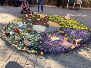 Altar of flowers for solidarity from annual pilgrimage for Peace of the diocese of San Cristobal de las Casas, Chiapas