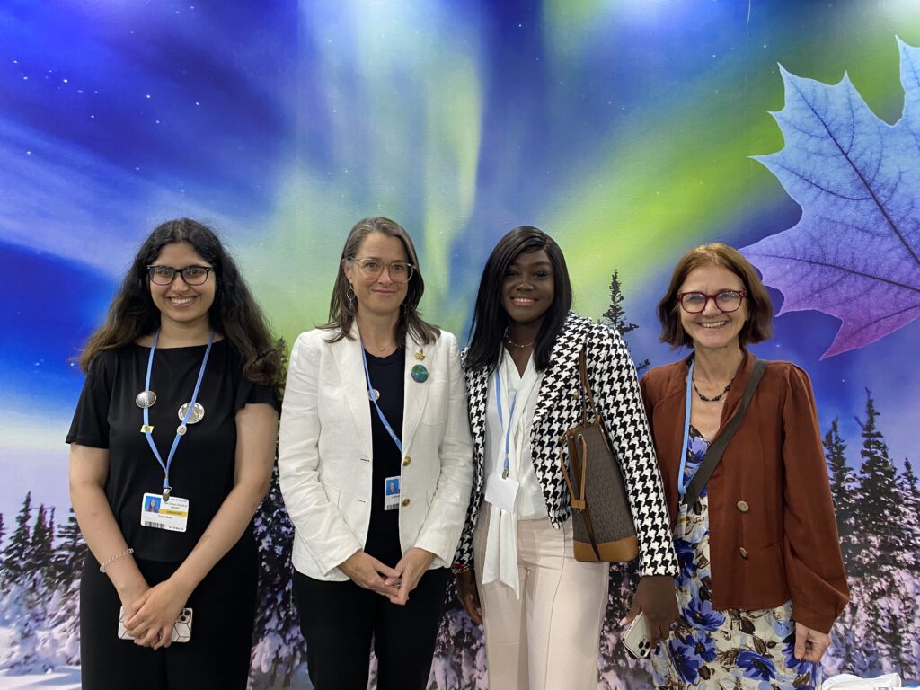 (L-R) Yusra with Canada's Climate Ambassador, Christine Stewart, and Radia and Rachel at COP27