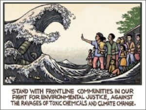 Environmental Justice. Ricardo Levins Morales, scratchboard, ink, and watercolor. Photo: Heidi de Vries